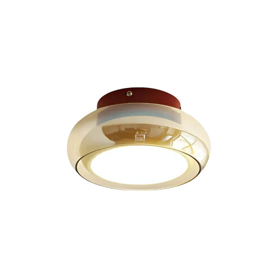 Plafondlamp Glas LED 24W Amber Woonkamer Hal Retro Design Compact Modern