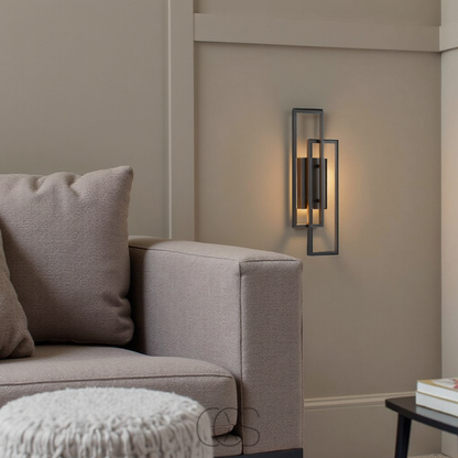 Wandlamp LED Rechthoekig Geometrisch Aluminium Zwart Warm Wit 3000K Hal Slaapkamer Modern