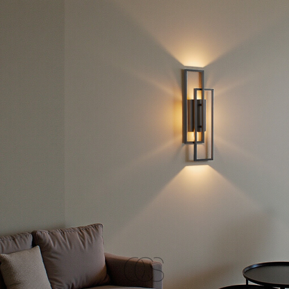 Wandlamp LED Rechthoekig Geometrisch Aluminium Zwart Warm Wit 3000K Hal Slaapkamer Modern