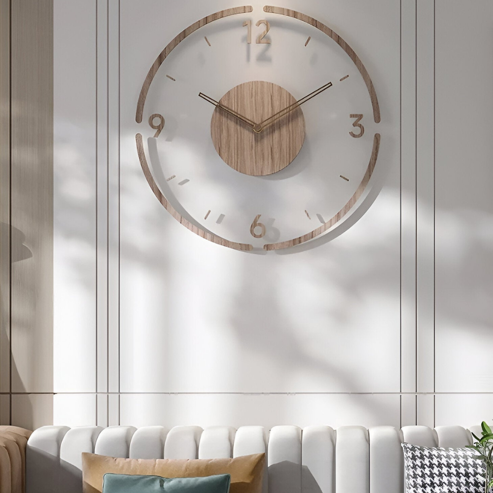 Sansoti | Moderne Houten Wandklok met Stil Uurwerk