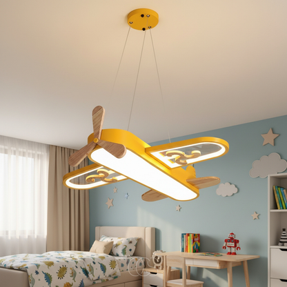 Kinderkamer Hanglamp Vliegtuig Dimbaar LED 32W Blauw Geel Oogvriendelijk Speelkamer Slaapkamer