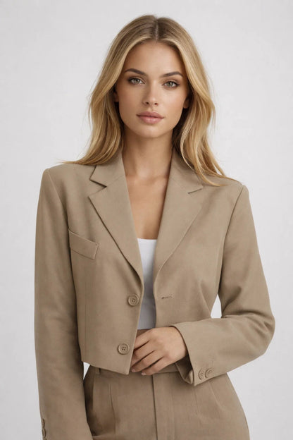 Dames Blazer Broek Set Licht Grijs Modern Kleding - StudioMarella