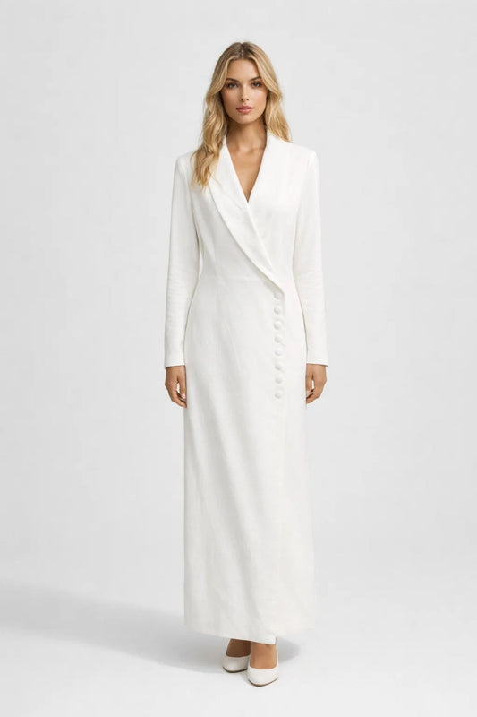 Dames Maxi Jurk Lange Mouwen Chique Blazer Stijl - StudioMarella