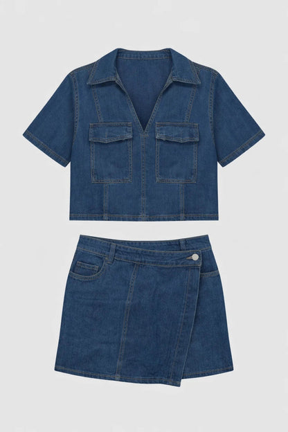 Dames Set - Cropped Top en Mini Rok met V-hals - StudioMarella