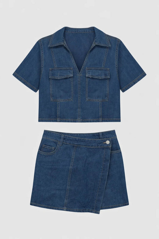 Dames Set - Cropped Top en Mini Rok met V-hals - StudioMarella