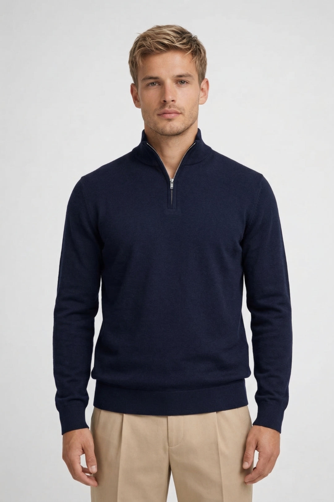Heren Trui Half Zip Klassieke Casual Stijl