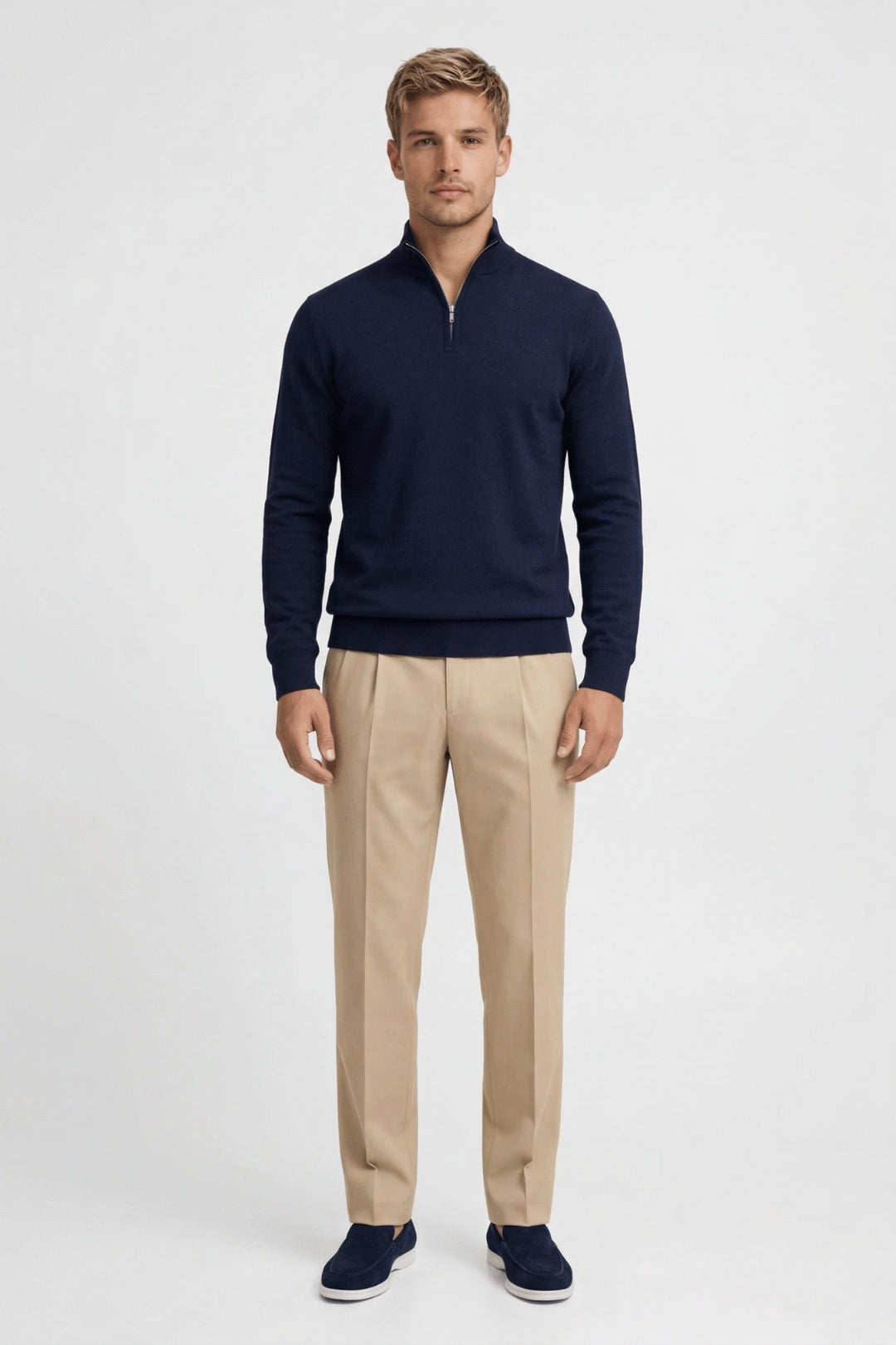 Heren Trui Half Zip Klassieke Casual Stijl