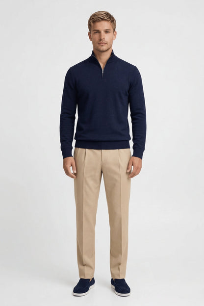 Heren Trui Half Zip Klassieke Casual Stijl