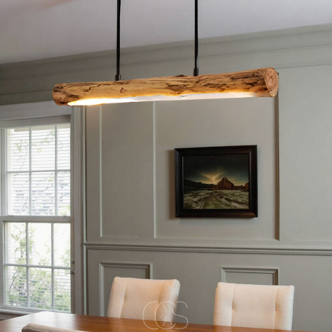 Houten Hanglamp Dimbaar LED 80cm Zwart Staal 3000K Warm Wit Eettafel Woonkamer Modern