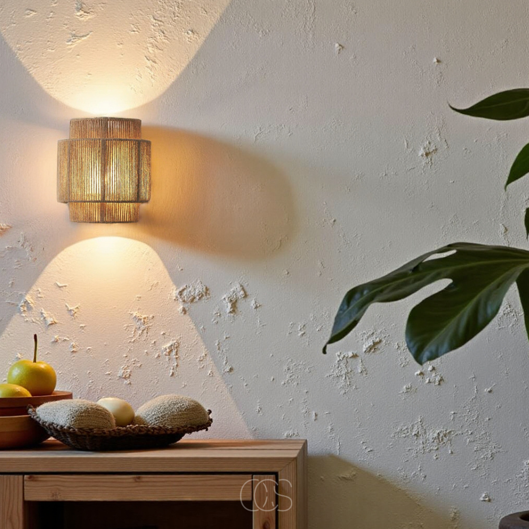 Rieten Wandlamp Boho Handgevlochten E27 Sfeervol Schaduwspel Slaapkamer Woonkamer Naturel