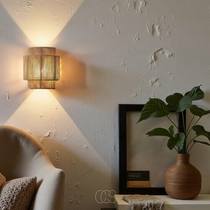 Rieten Wandlamp Boho Handgevlochten E27 Sfeervol Schaduwspel Slaapkamer Woonkamer Naturel