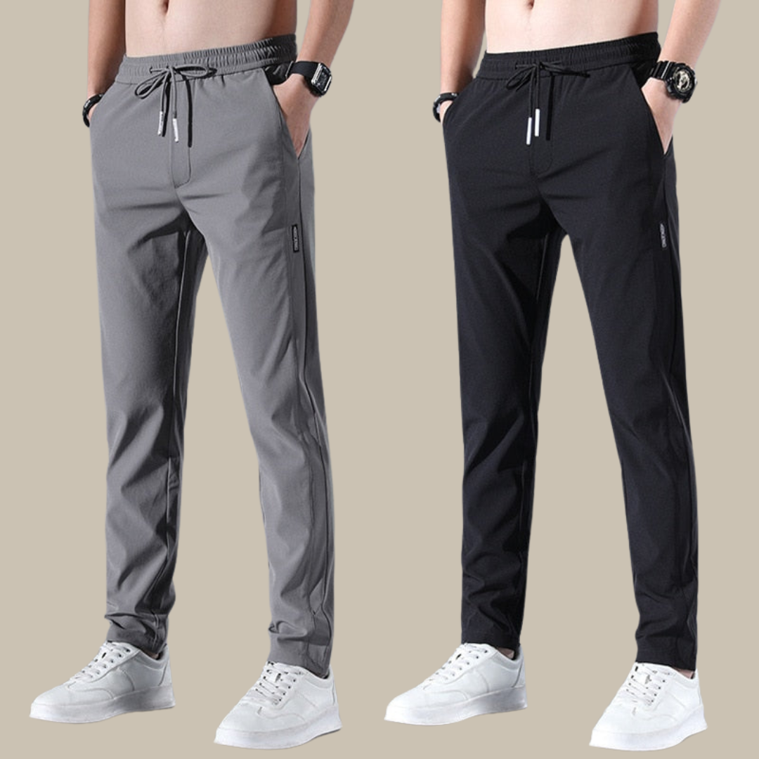 Mannen Chino Broek Comfortabel Zwart Grijze Pantalon