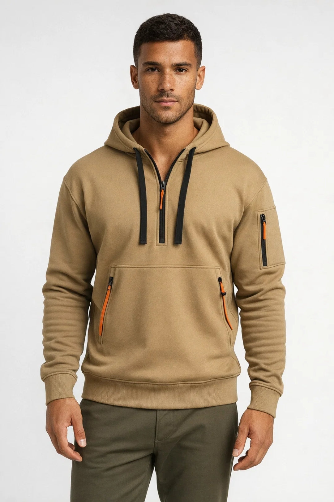 Herensweater Halfzip Contrasterend Comfortabel Alle Seizoenen