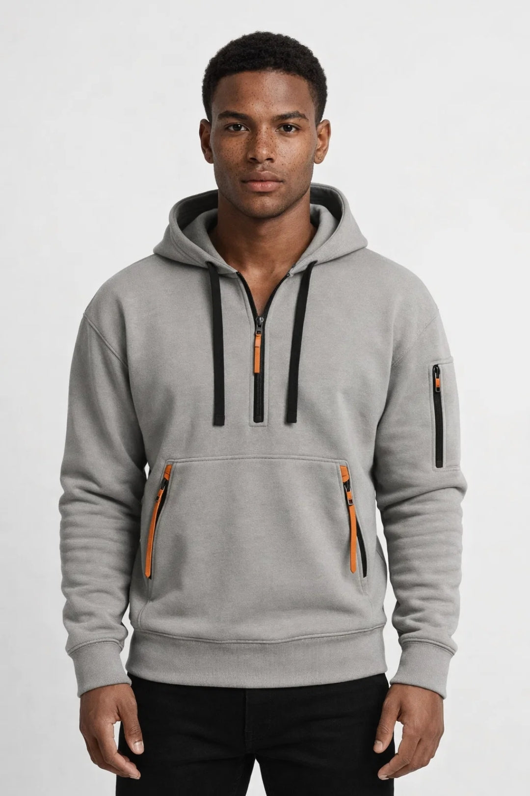 Herensweater Halfzip Contrasterend Comfortabel Alle Seizoenen - StudioMarella