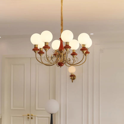 Kroonluchter met Groene Glazen Kappen en Gouden of Zwarte Afwerking – Luxe Hanglamp in 3, 5 of 8 Lichtpunten