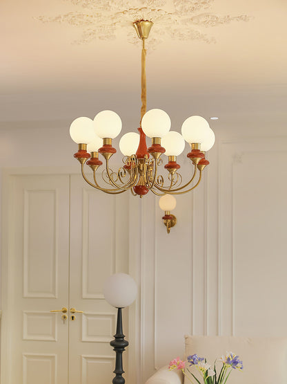 Kroonluchter met Groene Glazen Kappen en Gouden of Zwarte Afwerking – Luxe Hanglamp in 3, 5 of 8 Lichtpunten