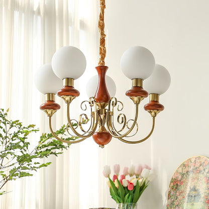 Kroonluchter met Groene Glazen Kappen en Gouden of Zwarte Afwerking – Luxe Hanglamp in 3, 5 of 8 Lichtpunten