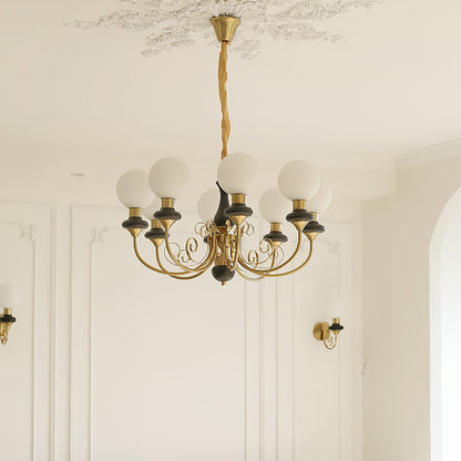 Kroonluchter met Groene Glazen Kappen en Gouden of Zwarte Afwerking – Luxe Hanglamp in 3, 5 of 8 Lichtpunten