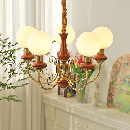 Kroonluchter met Groene Glazen Kappen en Gouden of Zwarte Afwerking – Luxe Hanglamp in 3, 5 of 8 Lichtpunten