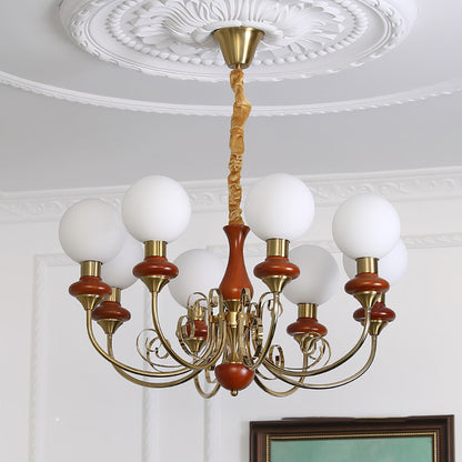 Kroonluchter met Groene Glazen Kappen en Gouden of Zwarte Afwerking – Luxe Hanglamp in 3, 5 of 8 Lichtpunten