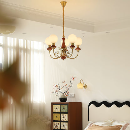 Kroonluchter met Groene Glazen Kappen en Gouden of Zwarte Afwerking – Luxe Hanglamp in 3, 5 of 8 Lichtpunten