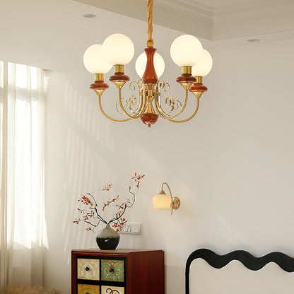 Kroonluchter met Groene Glazen Kappen en Gouden of Zwarte Afwerking – Luxe Hanglamp in 3, 5 of 8 Lichtpunten