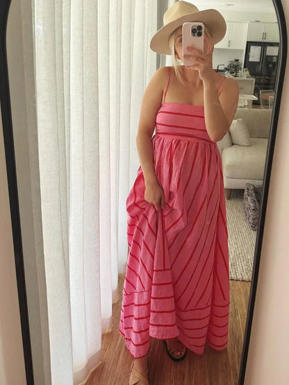 Gestreepte Avondjurk Leona Mode Elegante Jurk