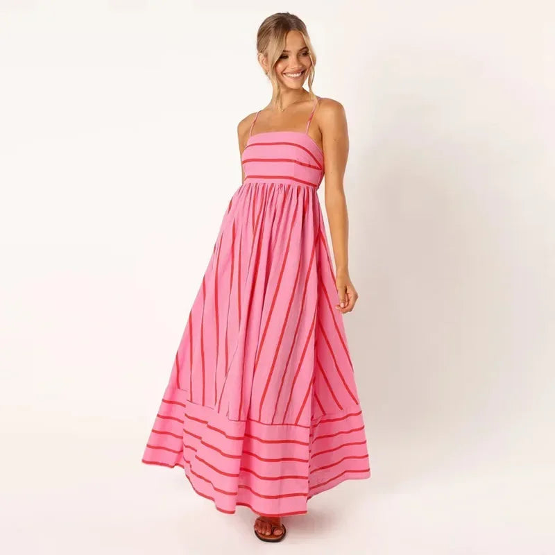 Gestreepte Avondjurk Leona Mode Elegante Jurk