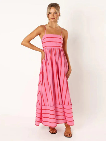Gestreepte Avondjurk Leona Mode Elegante Jurk