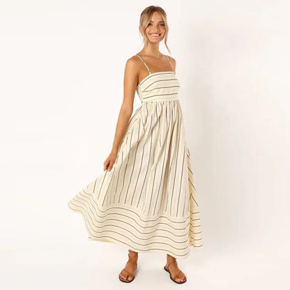Gestreepte Avondjurk Leona Mode Elegante Jurk
