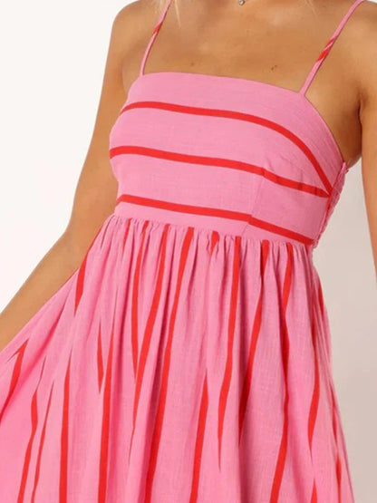 Gestreepte Avondjurk Leona Mode Elegante Jurk