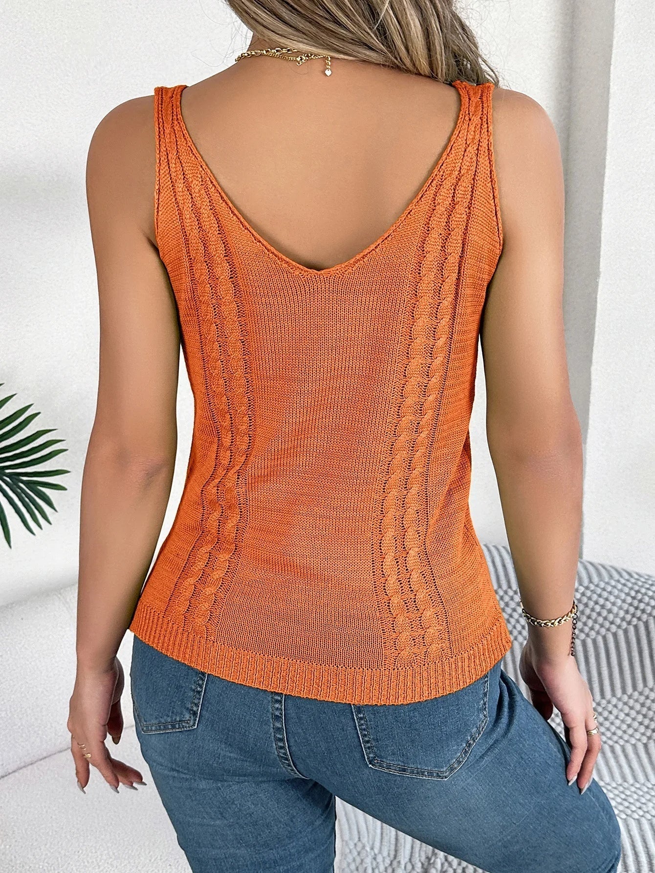 Dunne Zomer Tanktop Open Knit Vrouwen