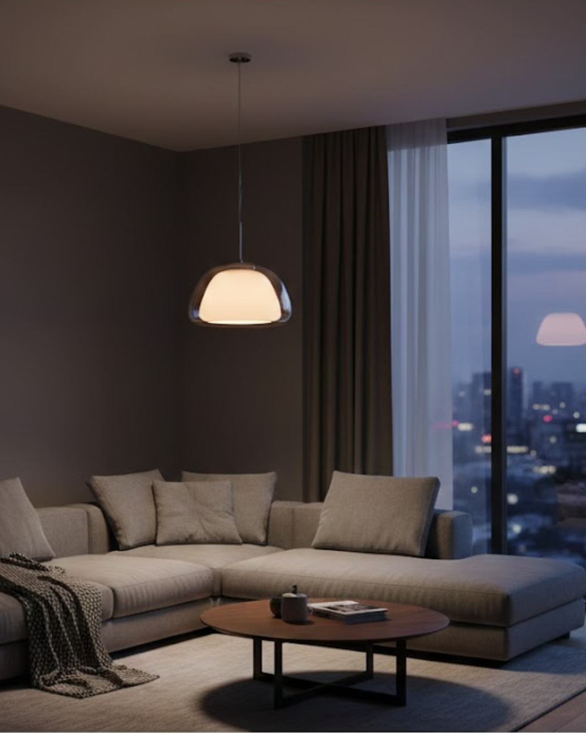 Luxe Glazen Hanglamp Met Mat En Transparant Glas In Minimalistisch Japandi Design