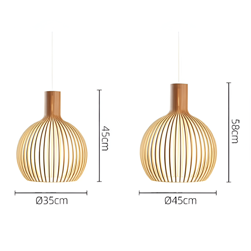 Houten Hanglamp Vintage Design Met Lamellen E27 23cm