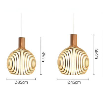 Houten Hanglamp Vintage Design Met Lamellen E27 23cm