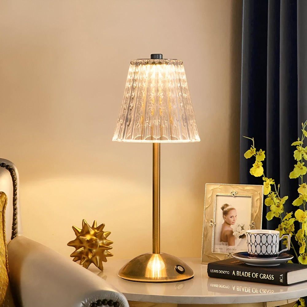 Draadloze Tafellamp Kristal Goud 30cm Dimbaar 3 Lichtstanden USB Oplaadbaar Nachtlamp Slaapkamer Woonkamer Sfeerverlichting Retro Bureaulamp