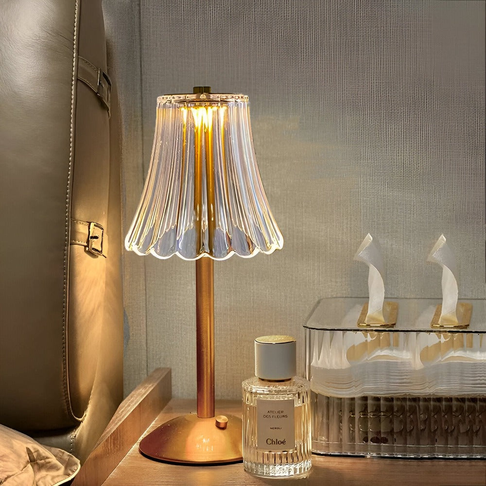 Draadloze Tafellamp Kristal Goud 30cm Dimbaar 3 Lichtstanden USB Oplaadbaar Nachtlamp Slaapkamer Woonkamer Sfeerverlichting Retro Bureaulamp