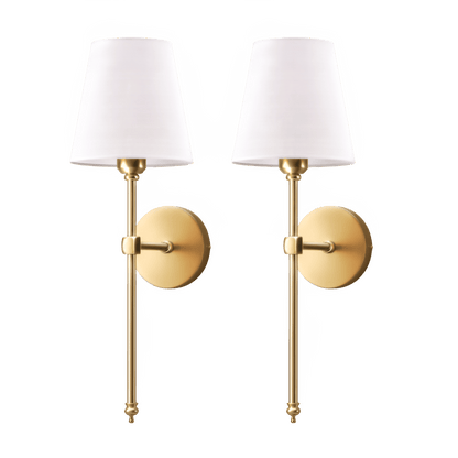 Wandlamp Set 2 Stuks Metaal Stoffen Kap 51cm Slaapkamer Hal Hotel Chique