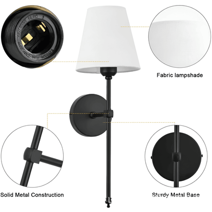 Wandlamp Set 2 Stuks Metaal Stoffen Kap 51cm Slaapkamer Hal Hotel Chique