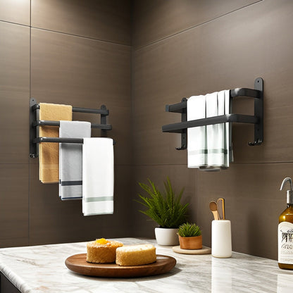 Handdoekrek Wandmontage Aluminium Zwart 40-60cm Badkamer Plank