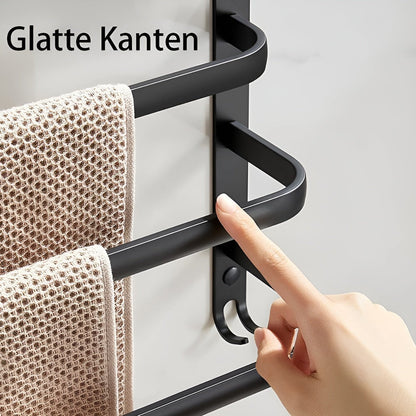 Handdoekrek Wandmontage Aluminium Zwart 40-60cm Badkamer Plank