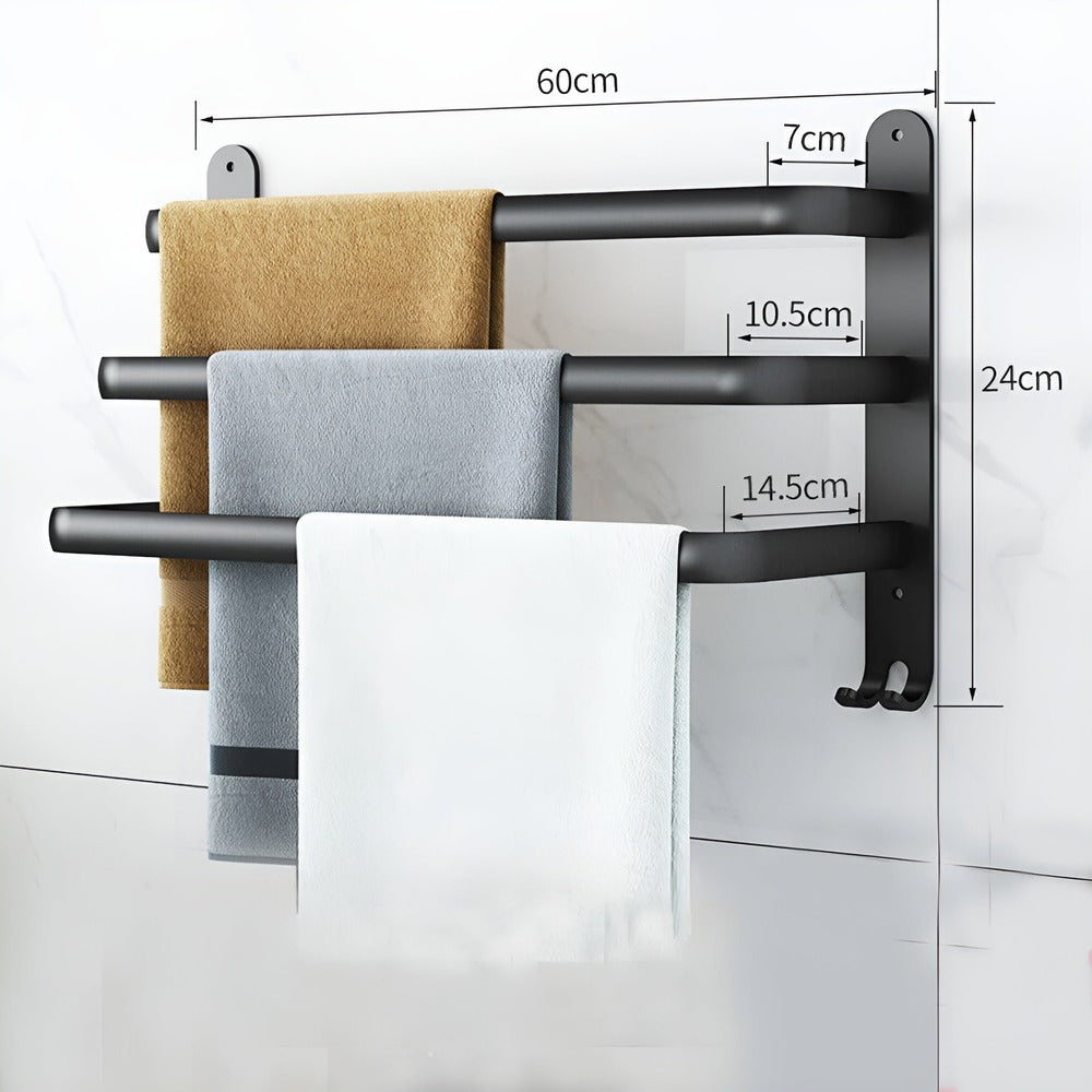 Handdoekrek Wandmontage Aluminium Zwart 40-60cm Badkamer Plank