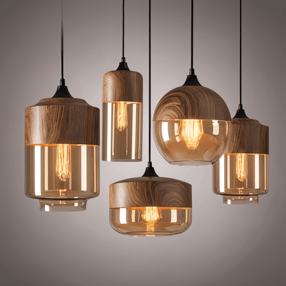 Hanglamp Retro Glas Scandinavisch Metaal Amber Verstelbaar E27