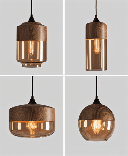 Hanglamp Retro Glas Scandinavisch Metaal Amber Verstelbaar E27
