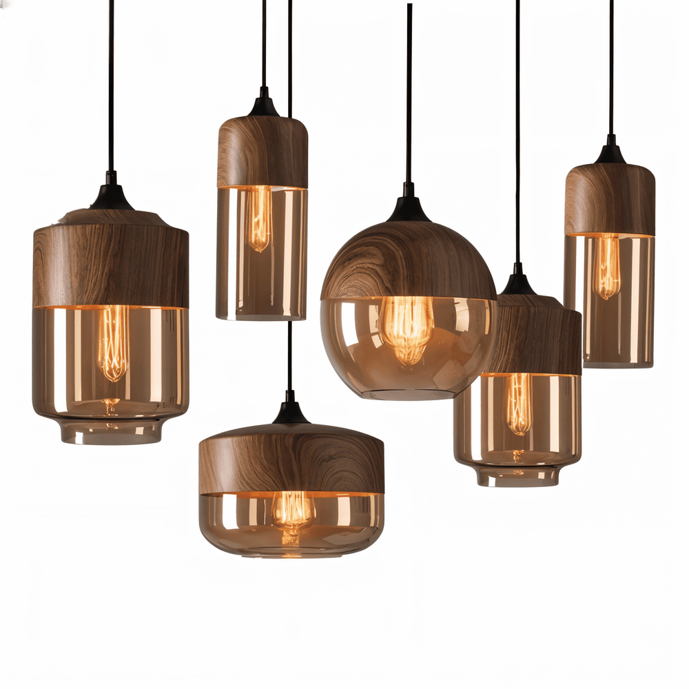 Hanglamp Retro Glas Scandinavisch Metaal Amber Verstelbaar E27