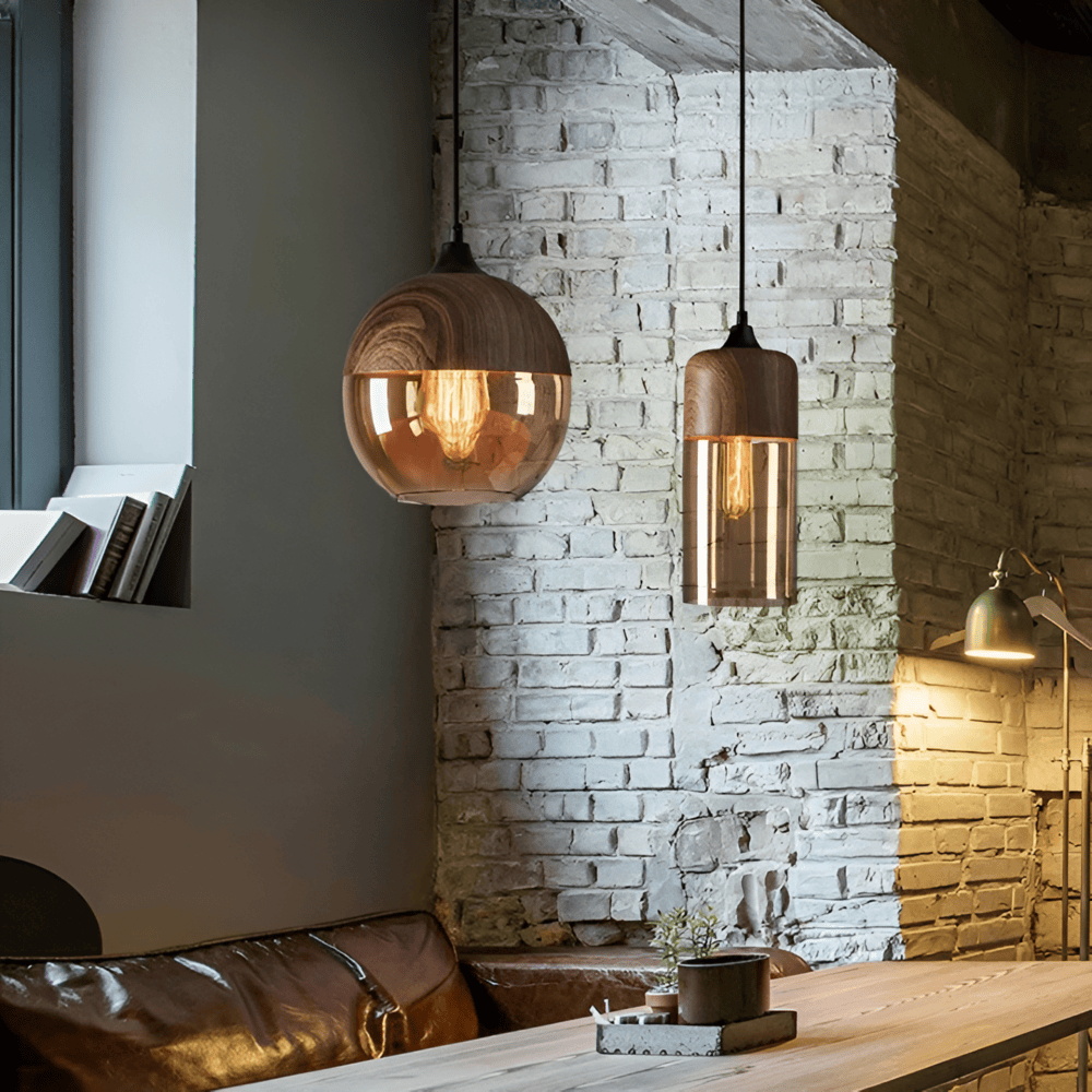 Hanglamp Retro Glas Scandinavisch Metaal Amber Verstelbaar E27