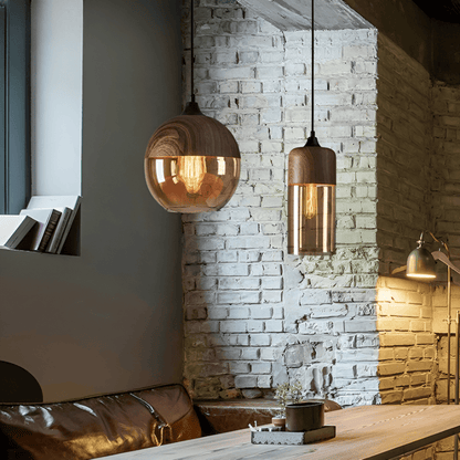 Hanglamp Retro Glas Scandinavisch Metaal Amber Verstelbaar E27
