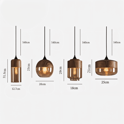 Hanglamp Retro Glas Scandinavisch Metaal Amber Verstelbaar E27