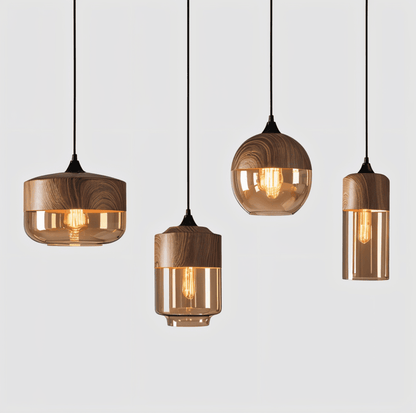 Hanglamp Retro Glas Scandinavisch Metaal Amber Verstelbaar E27