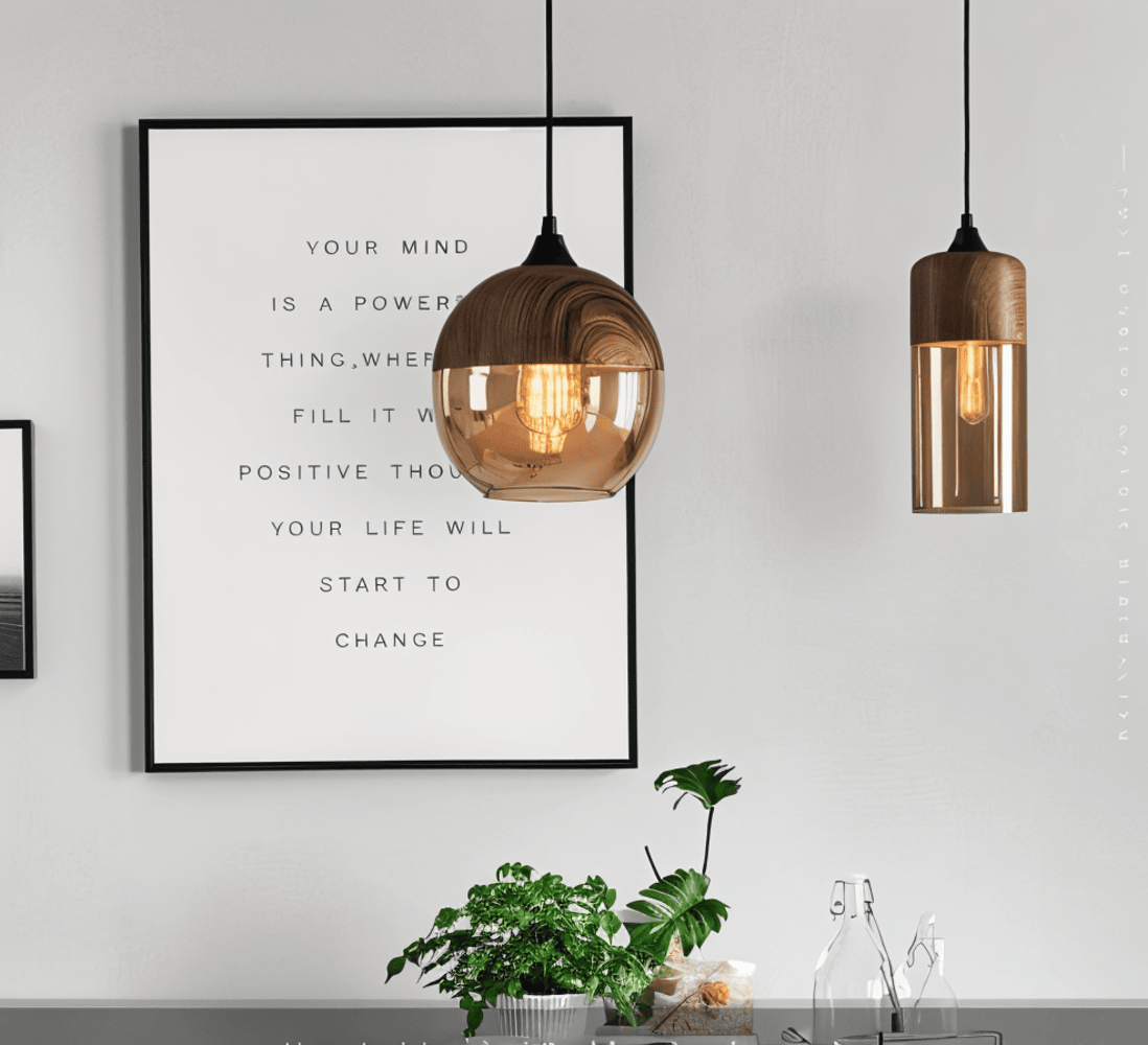Hanglamp Retro Glas Scandinavisch Metaal Amber Verstelbaar E27